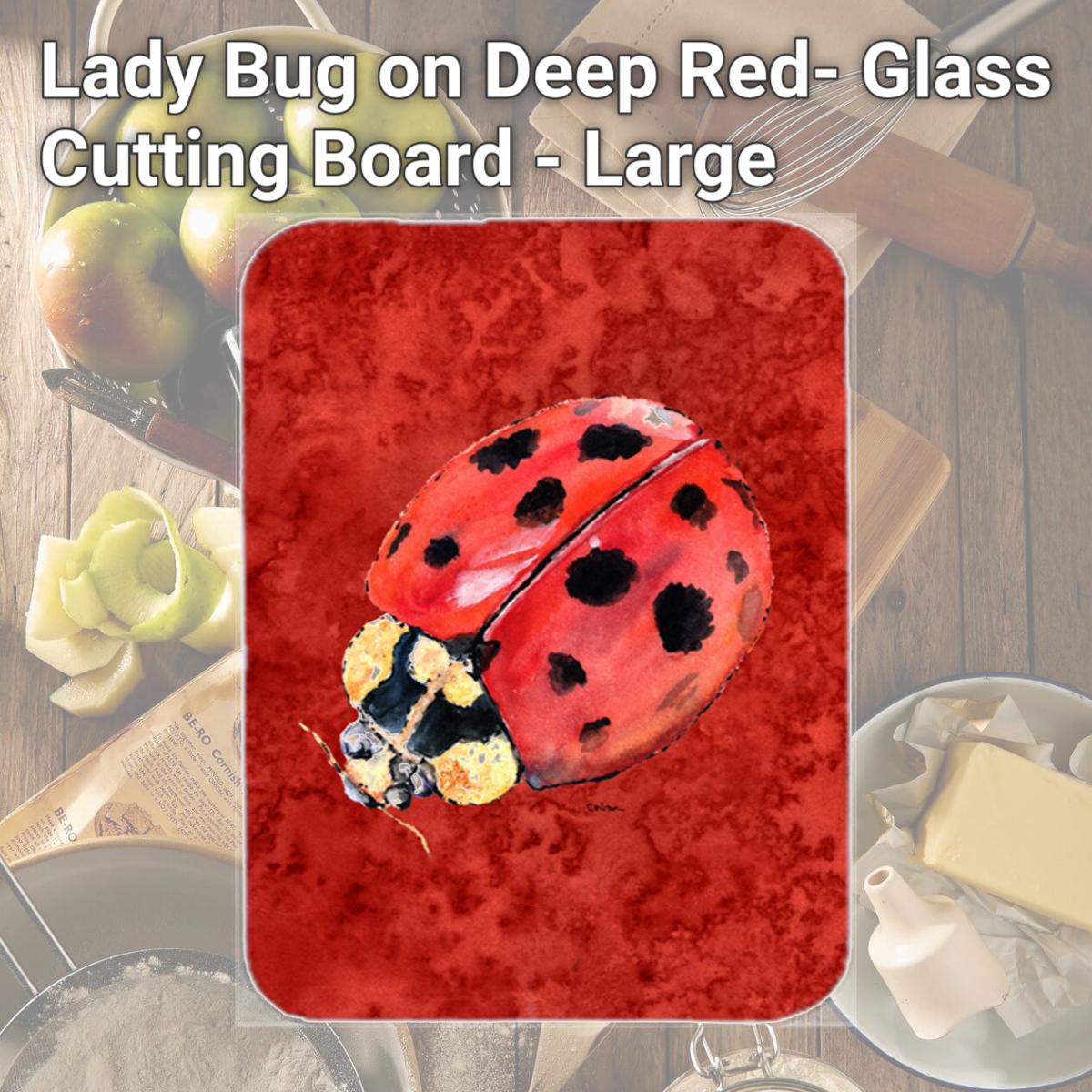 Picture of Carolines Treasures 8870LCB Lady Bug on Deep Red- Glass Cutting Board - Large