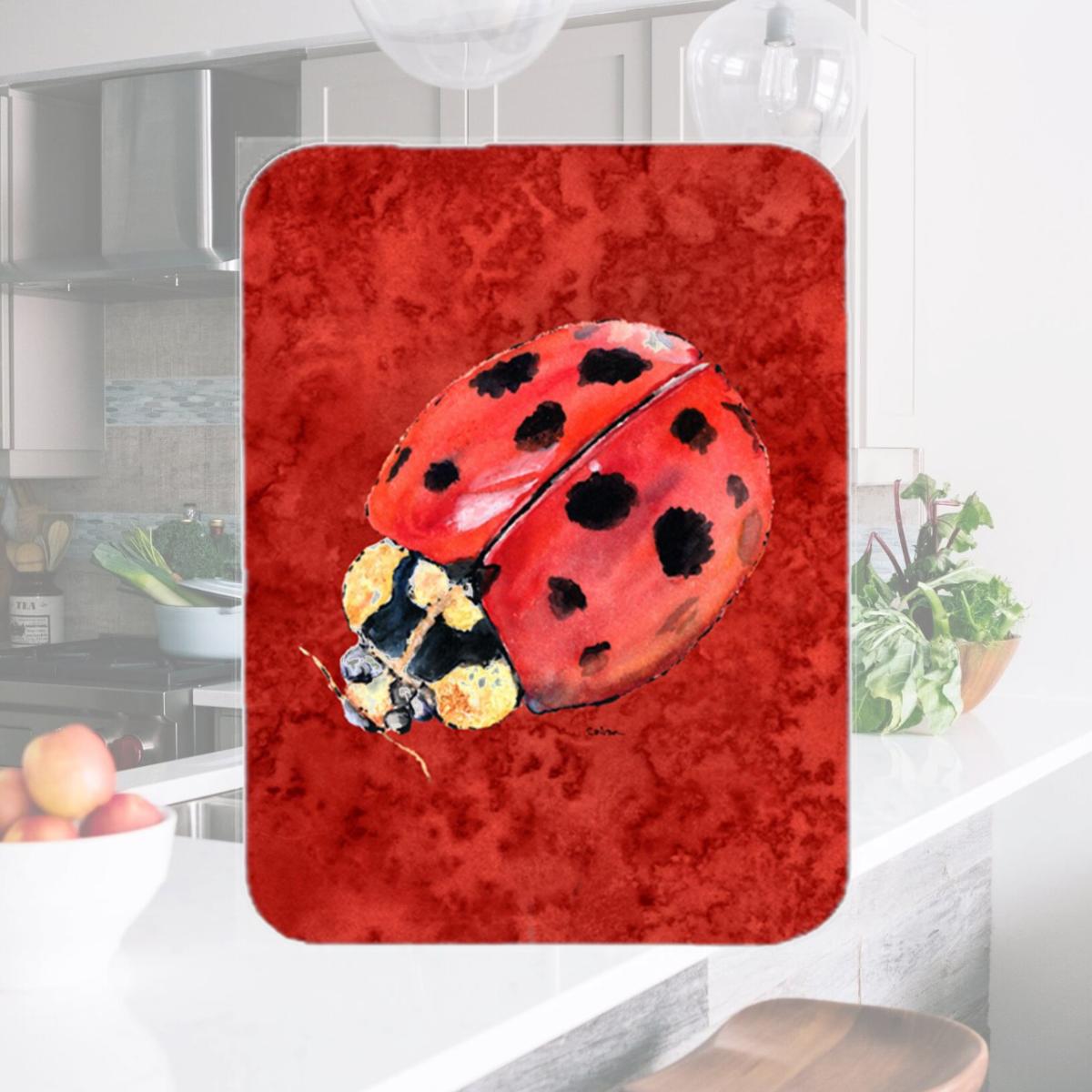 Picture of Carolines Treasures 8870LCB Lady Bug on Deep Red- Glass Cutting Board - Large