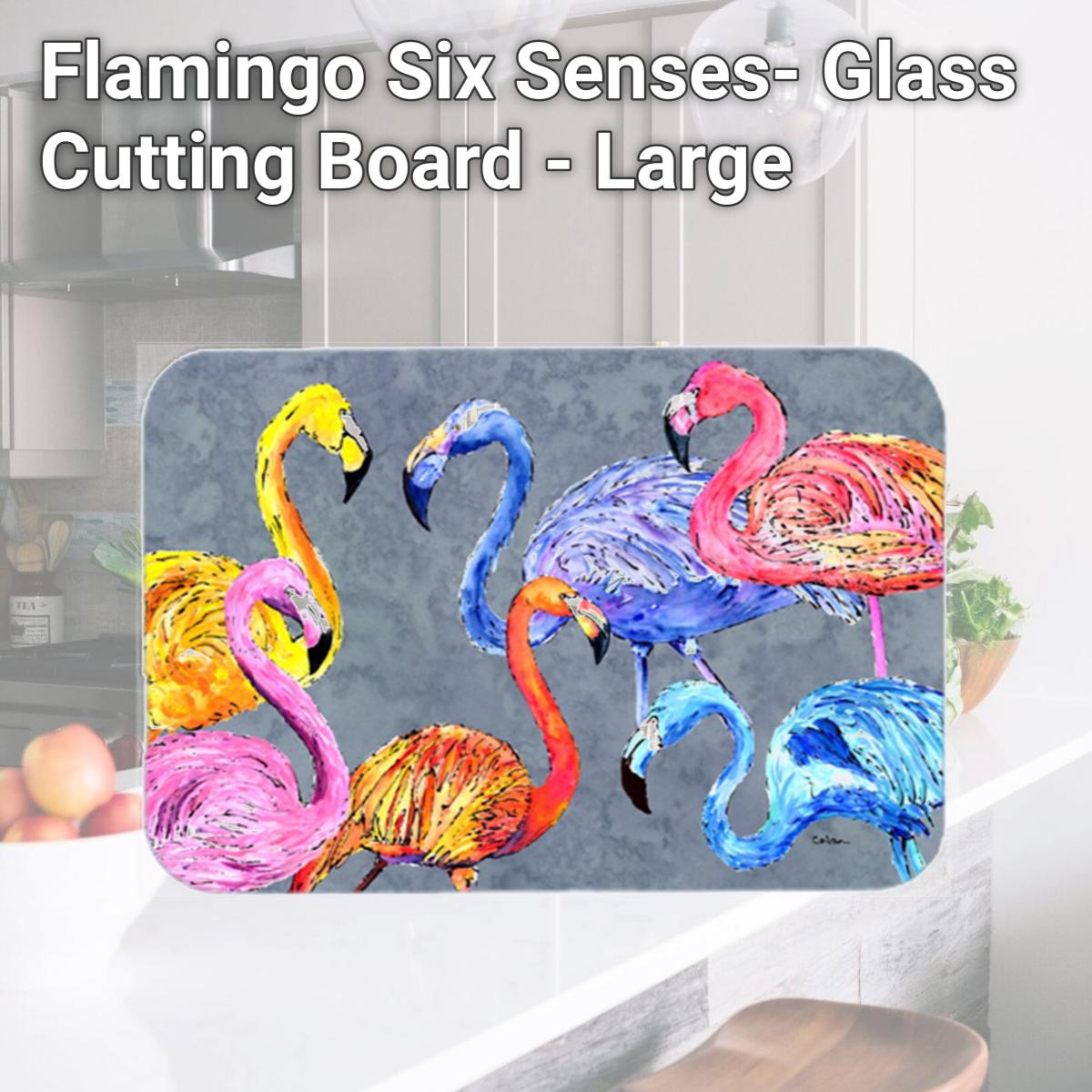 Picture of Carolines Treasures 8871LCB Flamingo Six Senses- Glass Cutting Board - Large