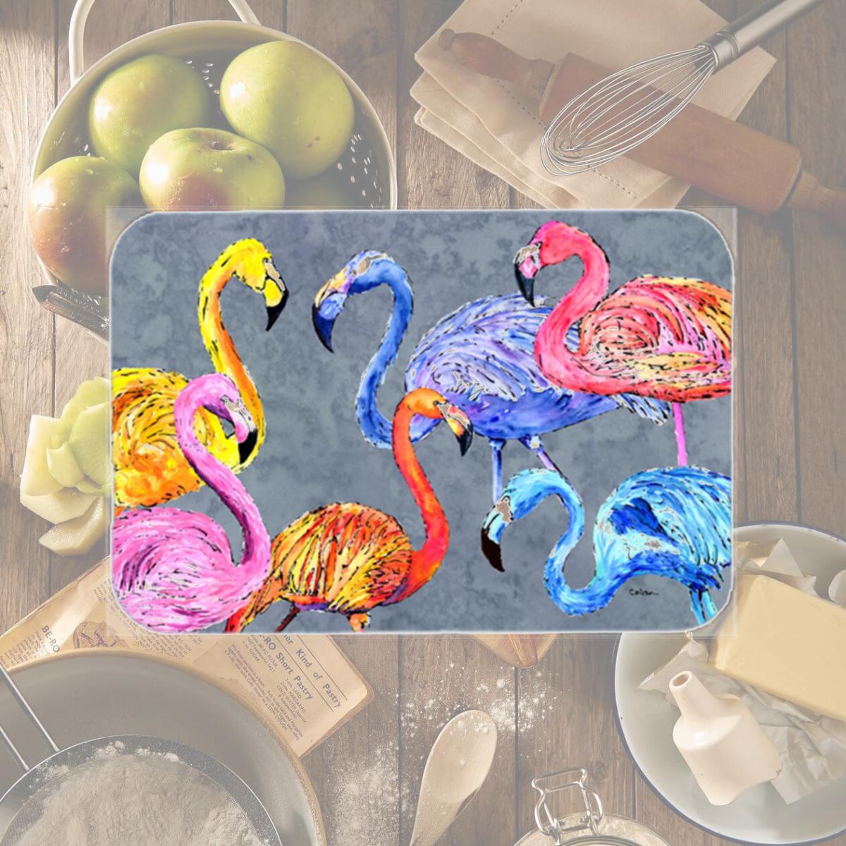 Picture of Carolines Treasures 8871LCB Flamingo Six Senses- Glass Cutting Board - Large