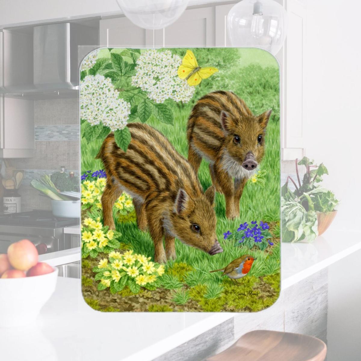 Picture of Carolines Treasures ASA2124LCB Wild Boar Glass Cutting Board- Large