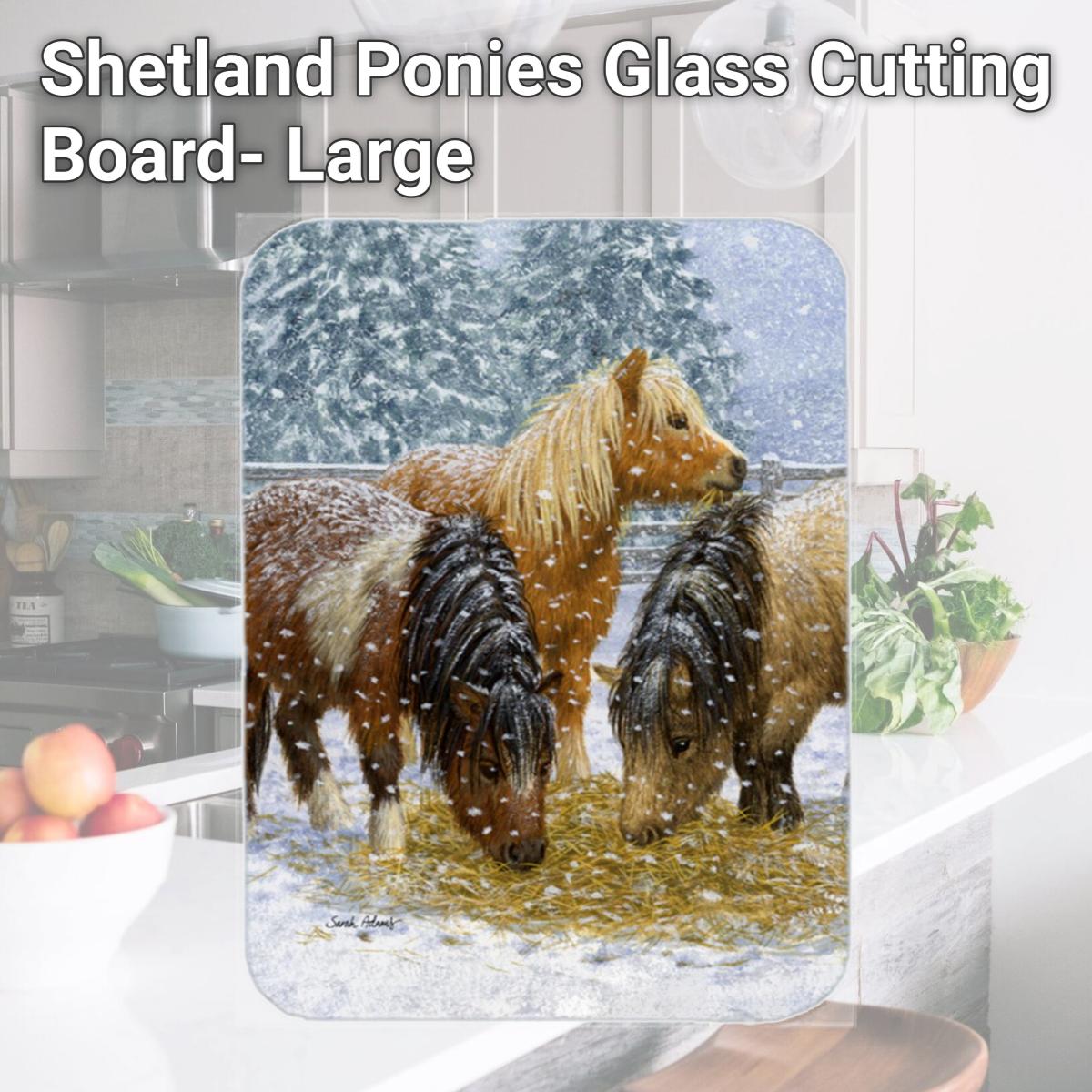 Picture of Carolines Treasures ASA2146LCB Shetland Ponies Glass Cutting Board- Large