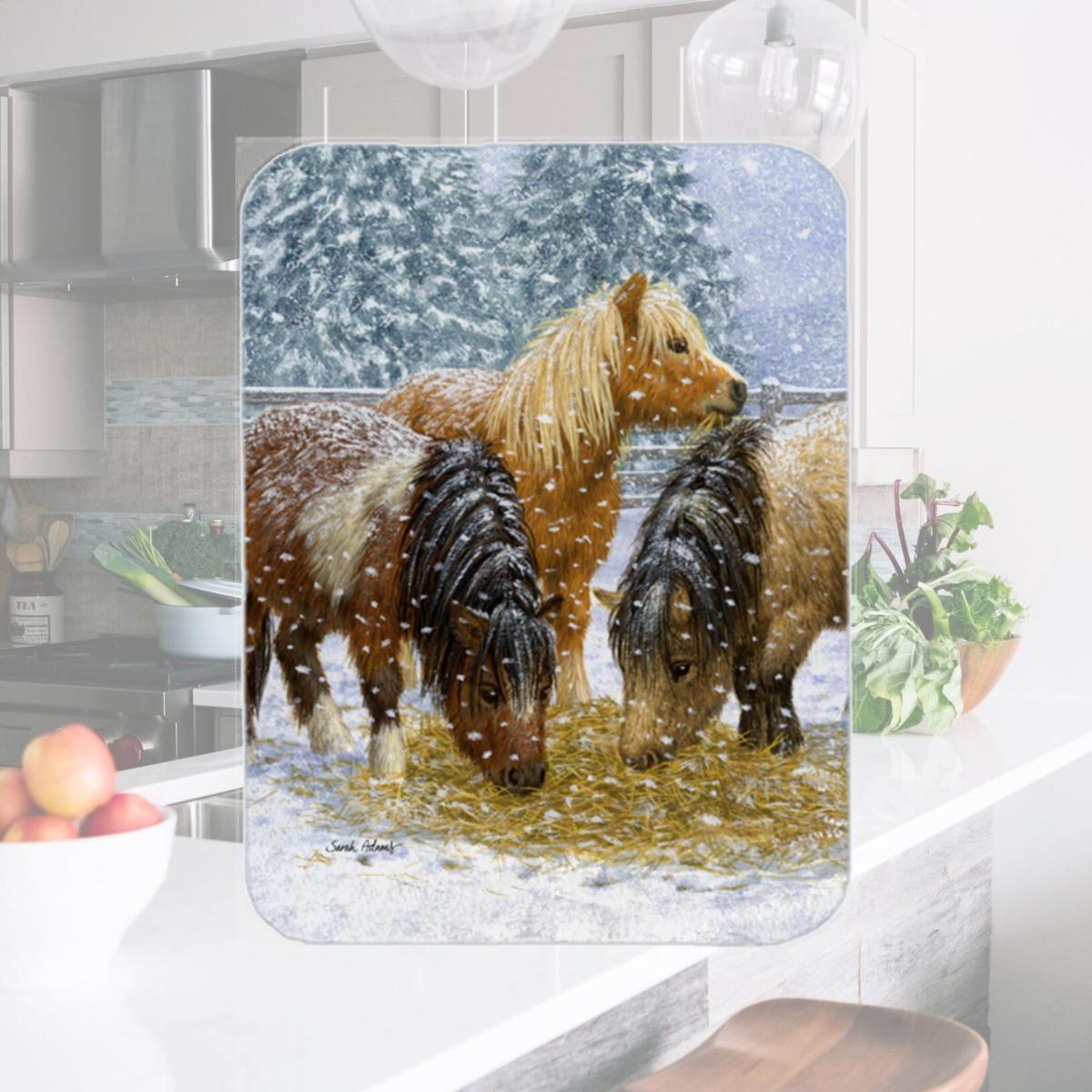 Picture of Carolines Treasures ASA2146LCB Shetland Ponies Glass Cutting Board- Large