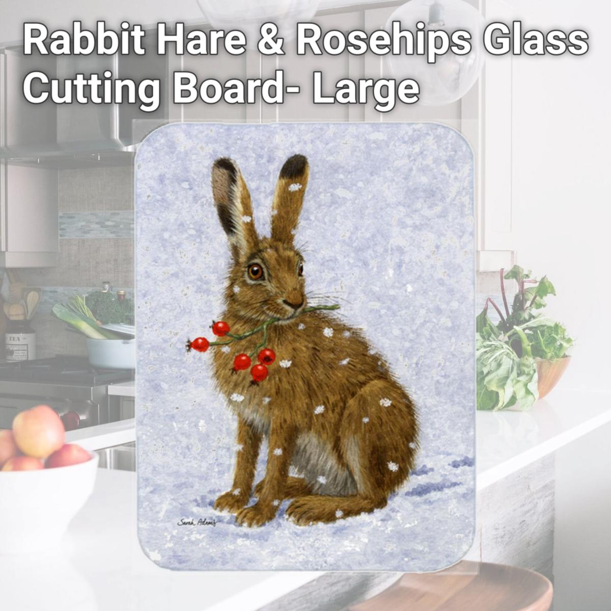 Picture of Carolines Treasures ASA2147LCB Rabbit Hare & Rosehips Glass Cutting Board- Large