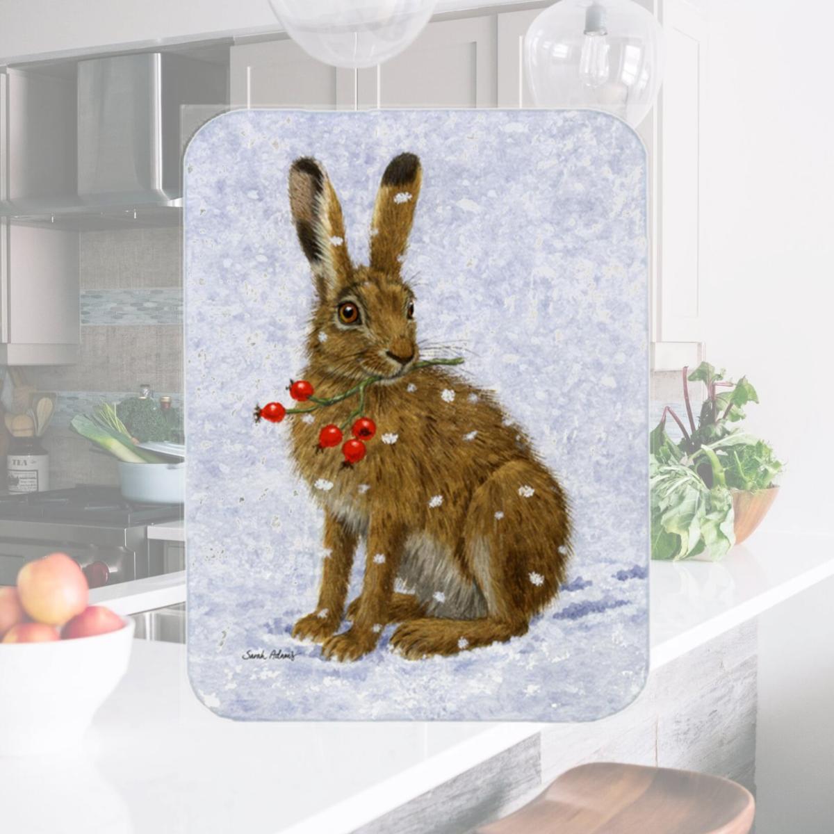 Picture of Carolines Treasures ASA2147LCB Rabbit Hare & Rosehips Glass Cutting Board- Large