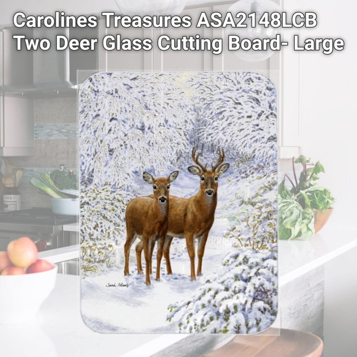 Picture of Carolines Treasures ASA2148LCB Two Deer Glass Cutting Board- Large