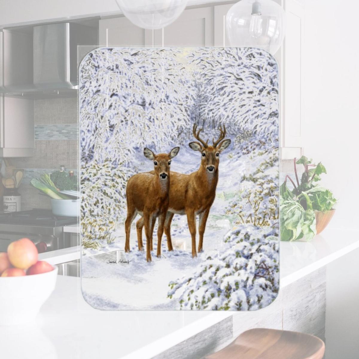 Picture of Carolines Treasures ASA2148LCB Two Deer Glass Cutting Board- Large