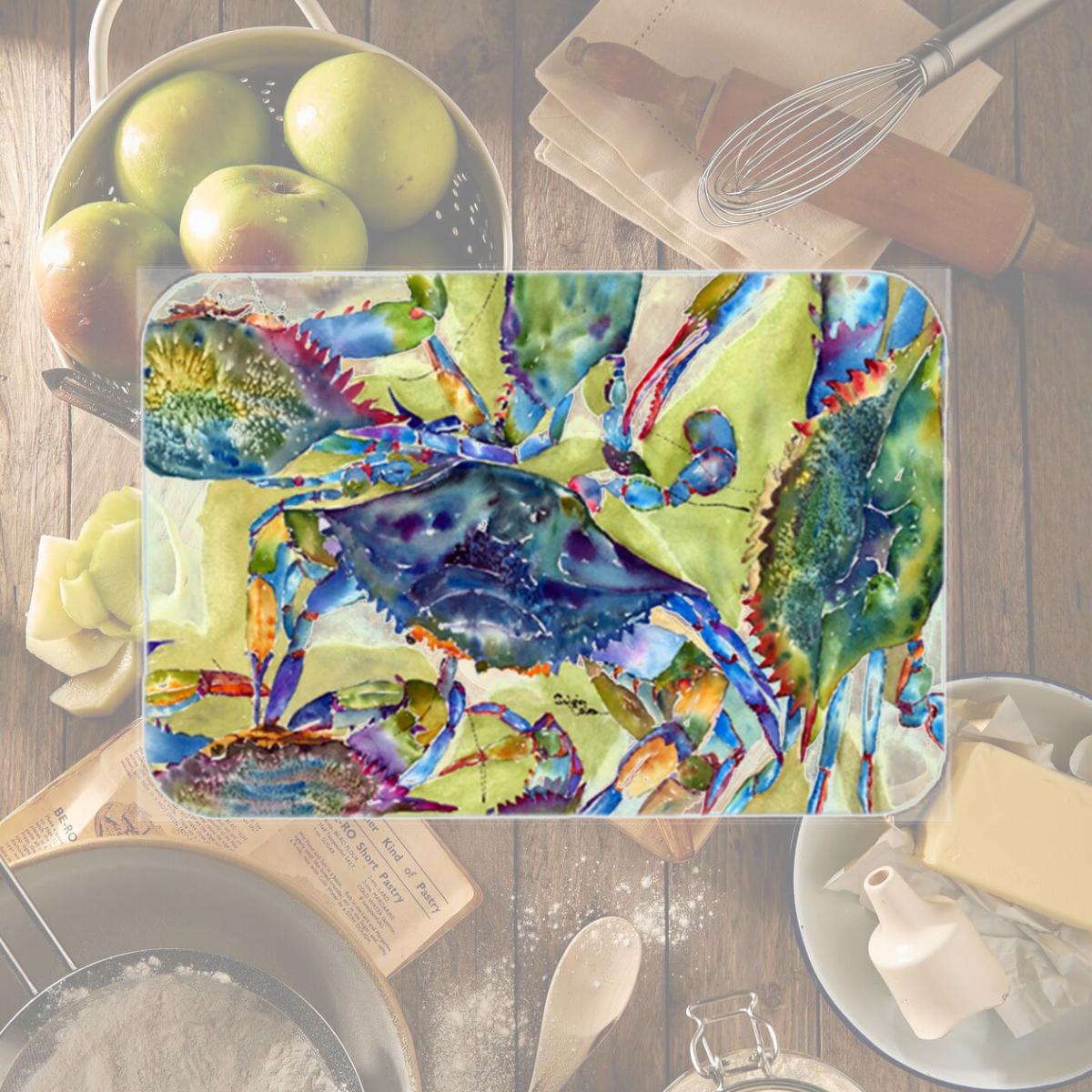Picture of Carolines Treasures 8512LCB Crab All Over- Glass Cutting Board - Large