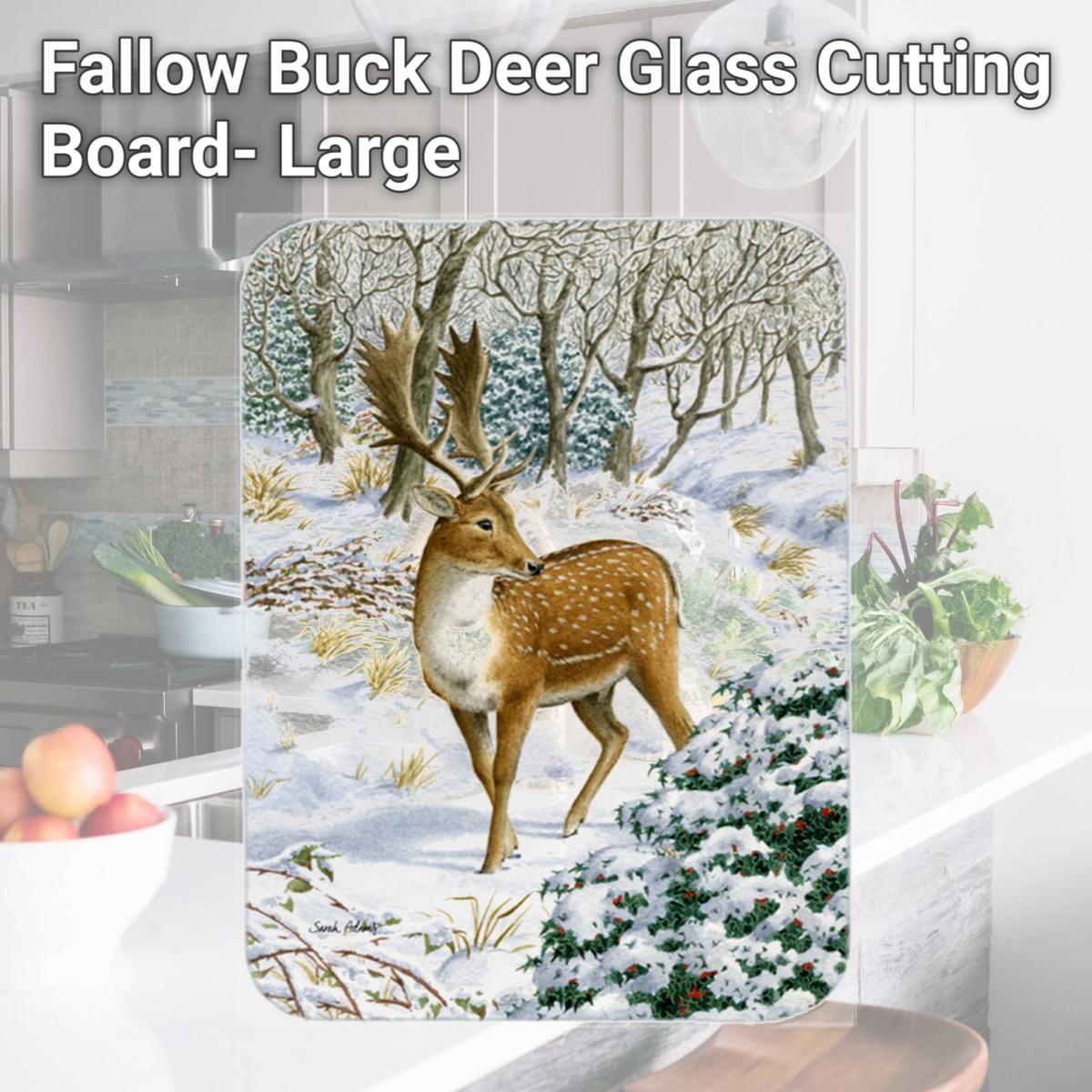 Picture of Carolines Treasures ASA2006LCB Fallow Buck Deer Glass Cutting Board- Large