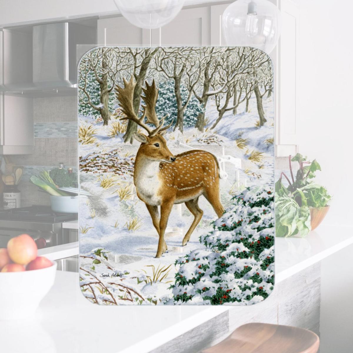 Picture of Carolines Treasures ASA2006LCB Fallow Buck Deer Glass Cutting Board- Large