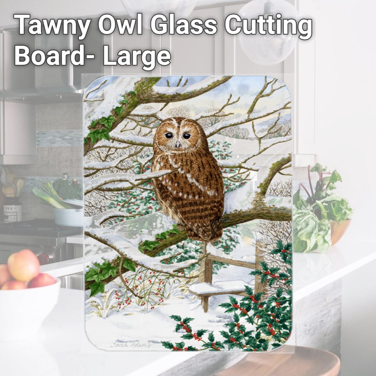 Picture of Carolines Treasures ASA2008LCB Tawny Owl Glass Cutting Board- Large