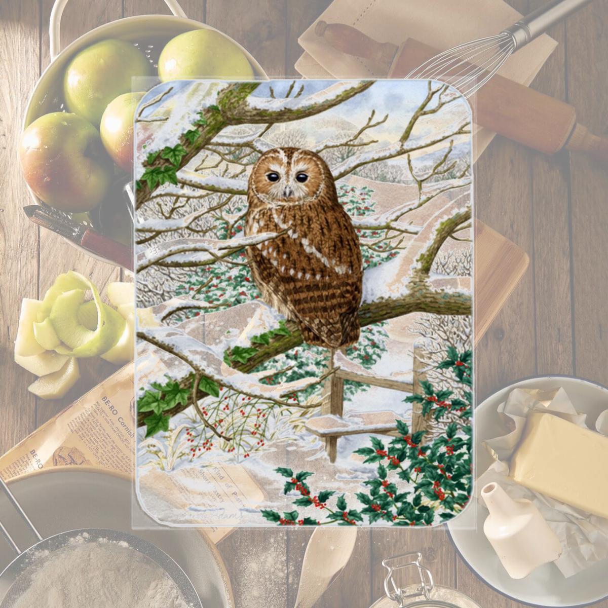 Picture of Carolines Treasures ASA2008LCB Tawny Owl Glass Cutting Board- Large