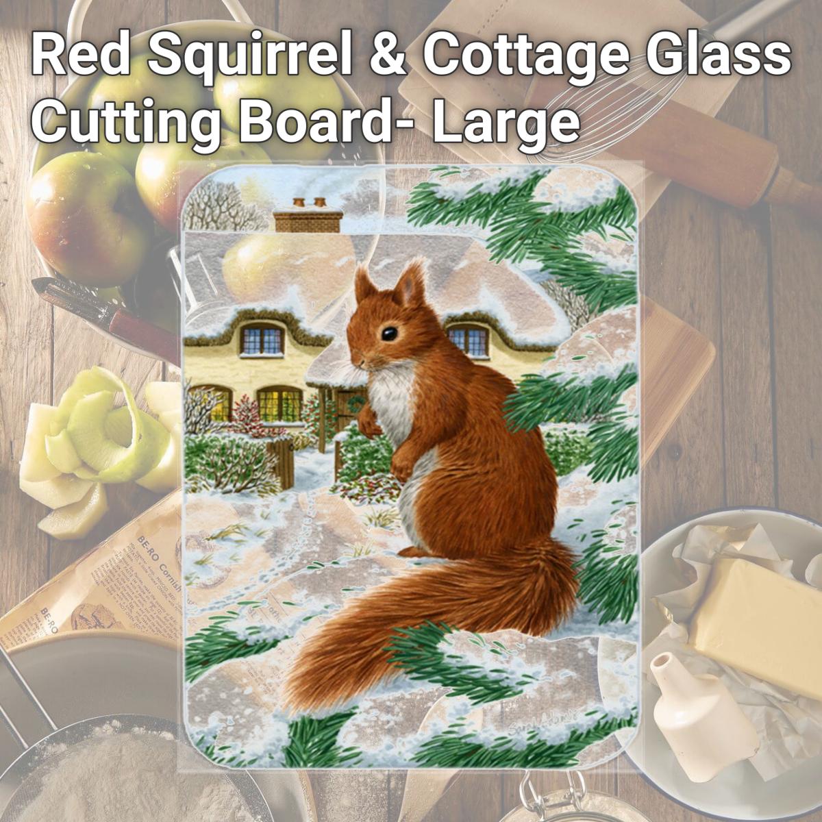 Picture of Carolines Treasures ASA2014LCB Red Squirrel & Cottage Glass Cutting Board- Large