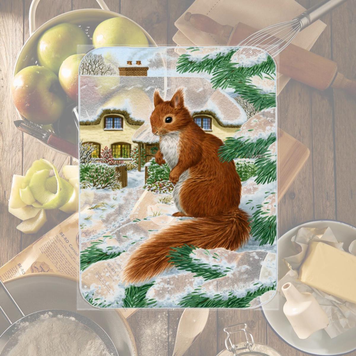 Picture of Carolines Treasures ASA2014LCB Red Squirrel & Cottage Glass Cutting Board- Large