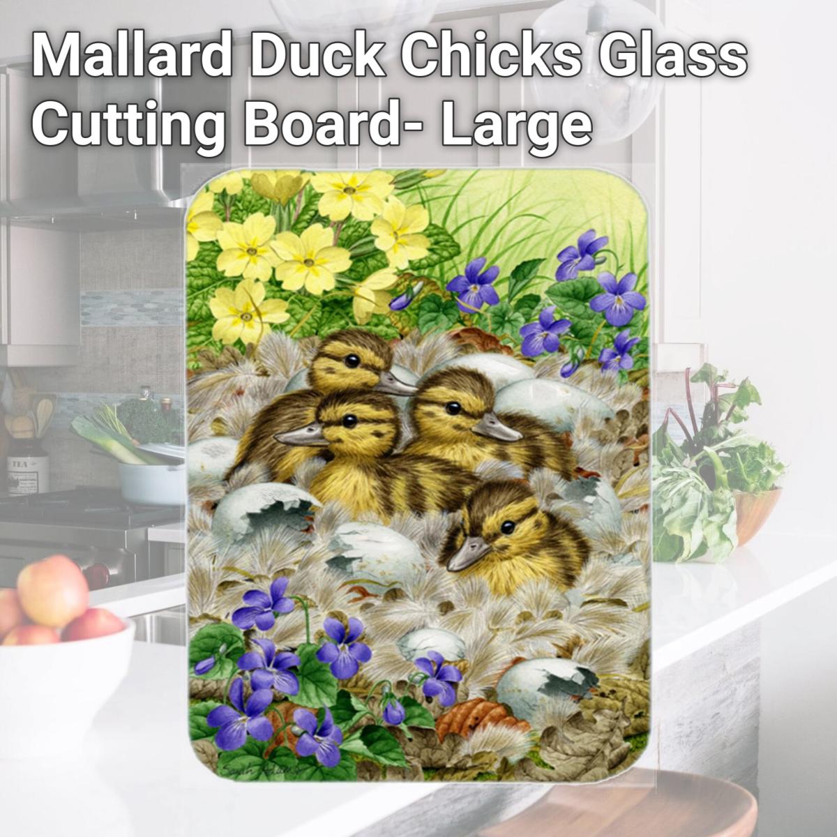 Picture of Carolines Treasures ASA2020LCB Mallard Duck Chicks Glass Cutting Board- Large