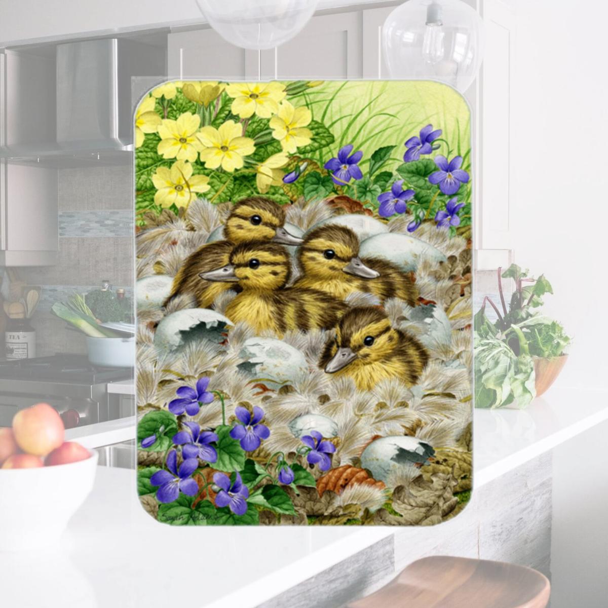 Picture of Carolines Treasures ASA2020LCB Mallard Duck Chicks Glass Cutting Board- Large