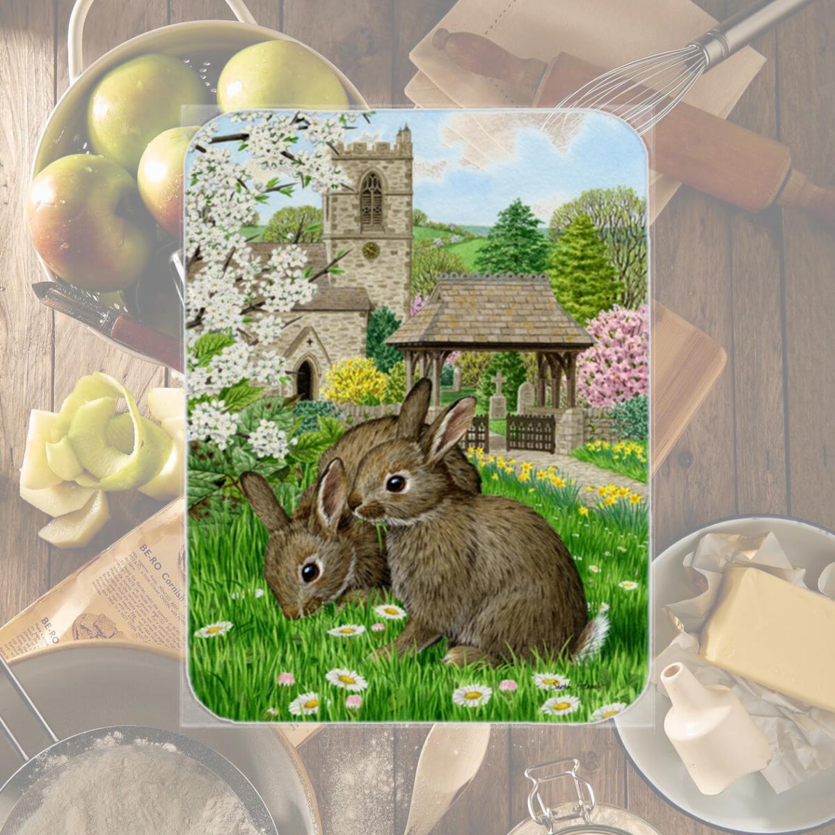Picture of Carolines Treasures ASA2023LCB Leveret Bunny Rabbit Glass Cutting Board- Large