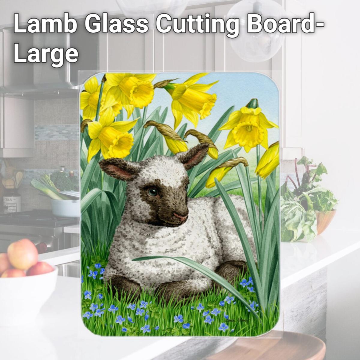Picture of Carolines Treasures ASA2025LCB Lamb Glass Cutting Board- Large