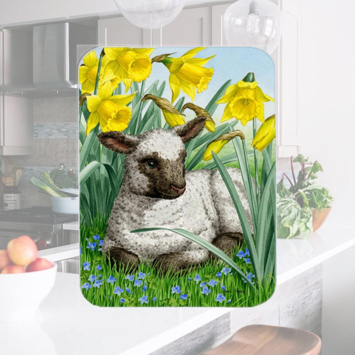 Picture of Carolines Treasures ASA2025LCB Lamb Glass Cutting Board- Large