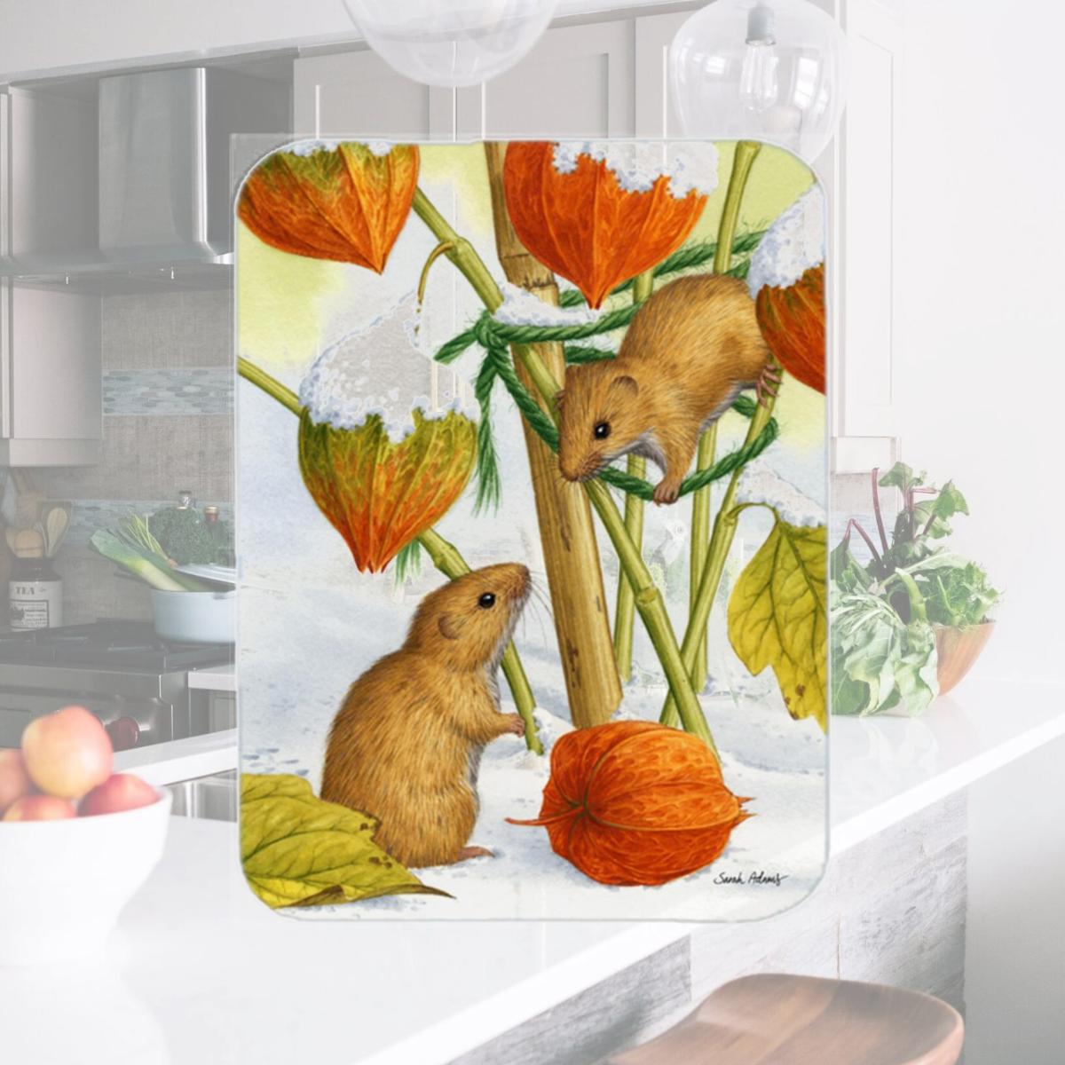 Picture of Carolines Treasures ASA2029LCB Harvest Mice Glass Cutting Board- Large