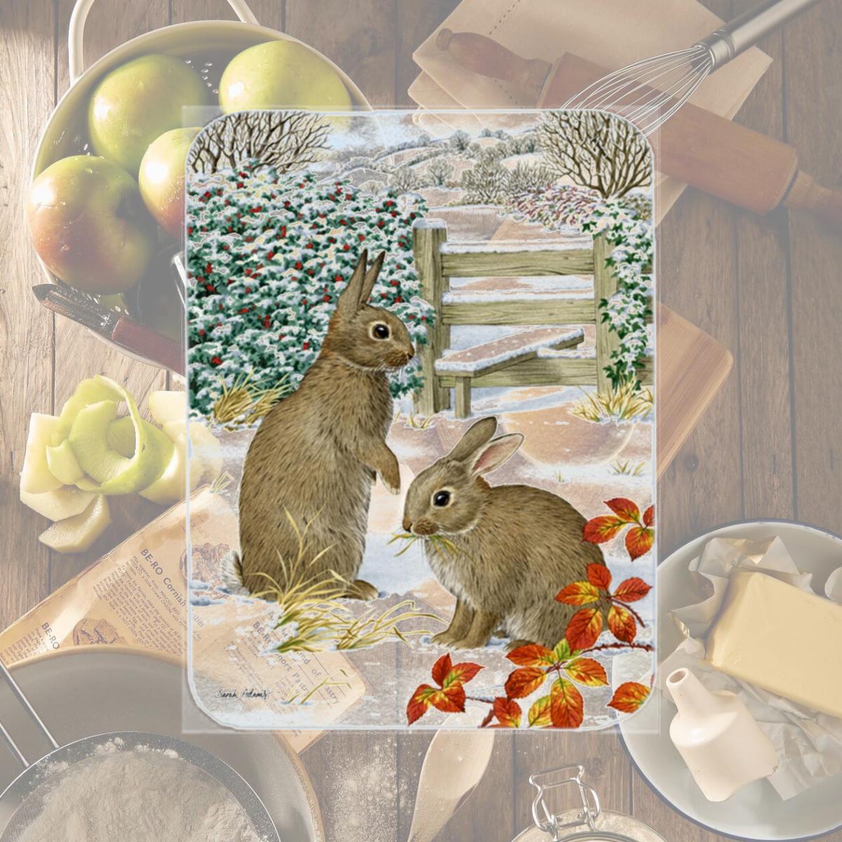 Picture of Carolines Treasures ASA2034LCB Rabbits Glass Cutting Board- Large