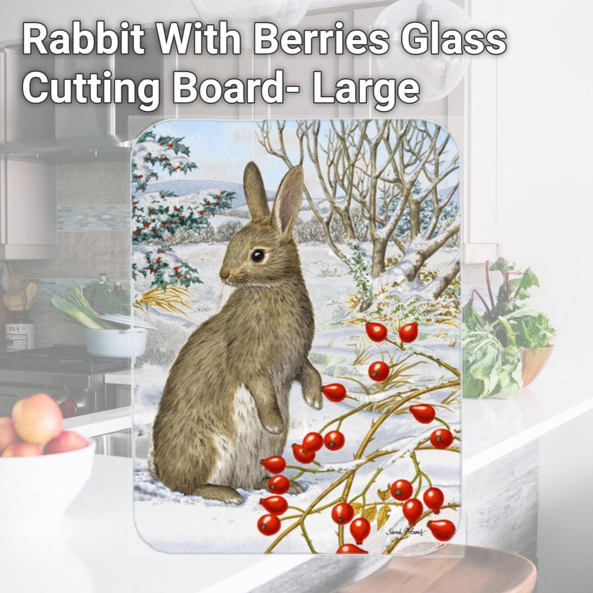 Picture of Carolines Treasures ASA2035LCB Rabbit With Berries Glass Cutting Board- Large