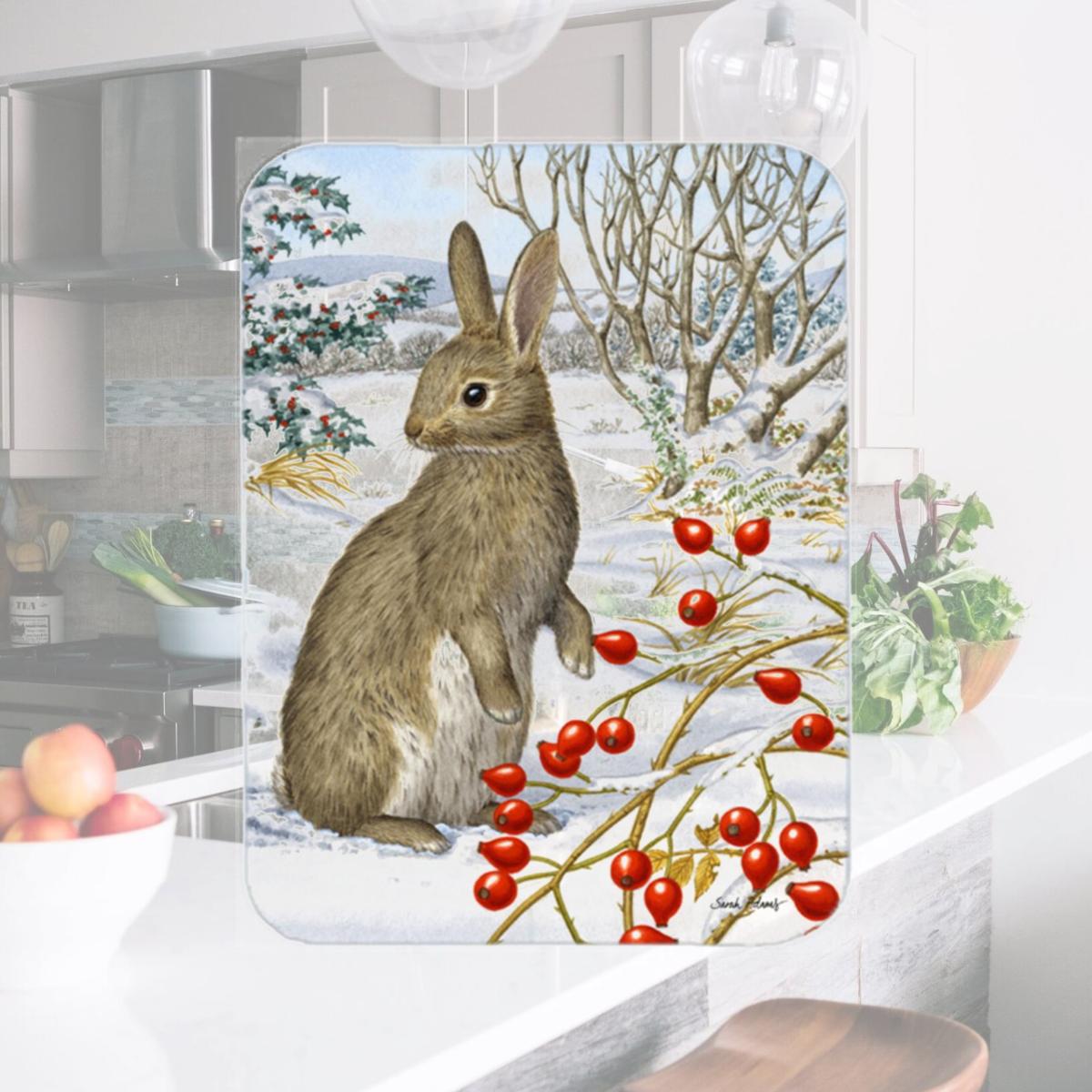 Picture of Carolines Treasures ASA2035LCB Rabbit With Berries Glass Cutting Board- Large