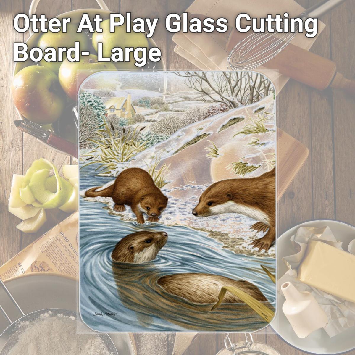 Picture of Carolines Treasures ASA2049LCB Otter At Play Glass Cutting Board- Large