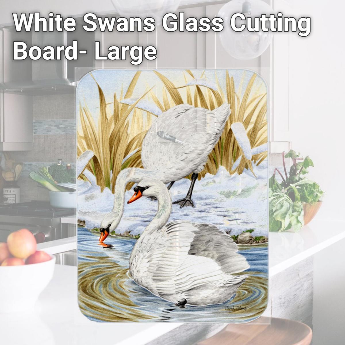 Picture of Carolines Treasures ASA2061LCB White Swans Glass Cutting Board- Large