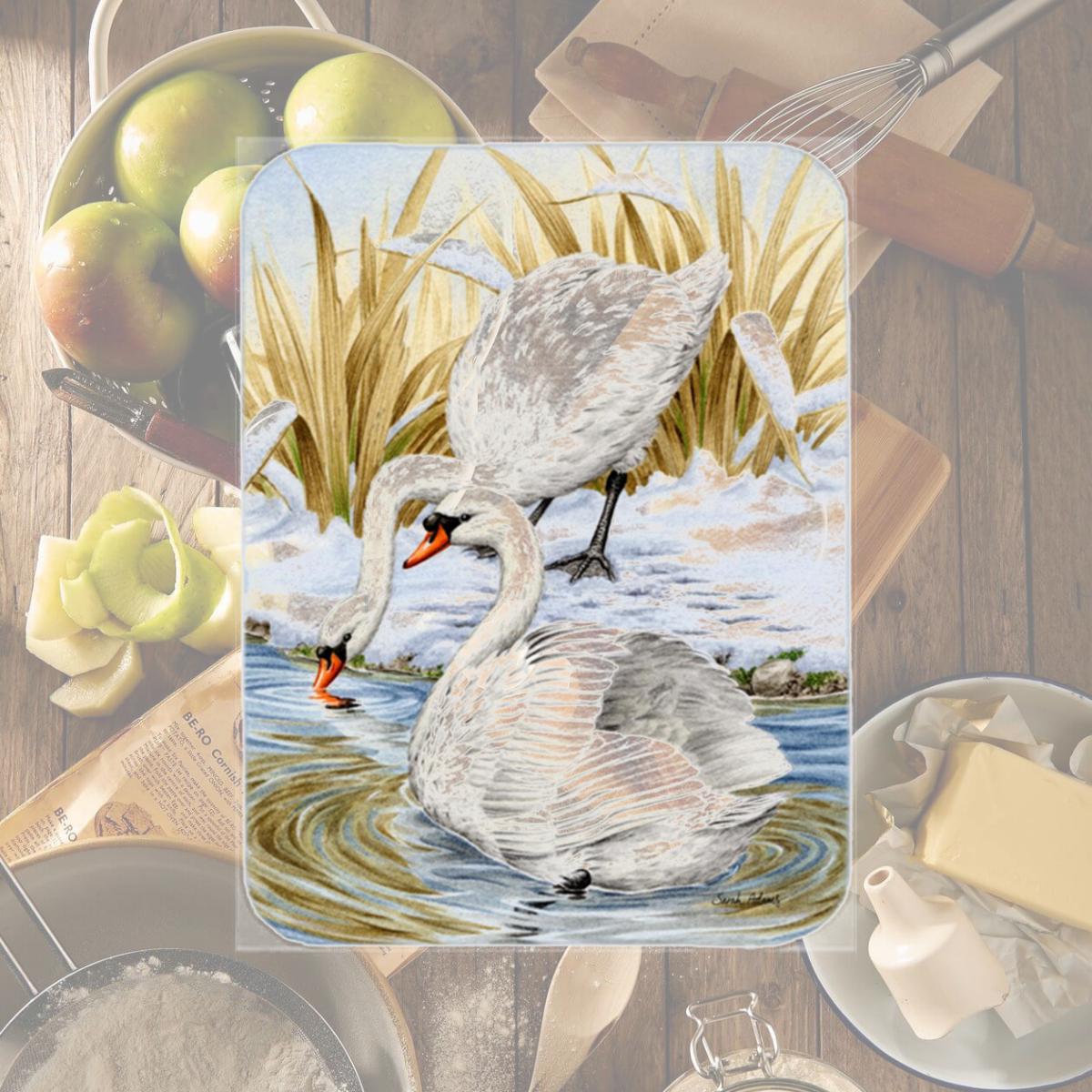 Picture of Carolines Treasures ASA2061LCB White Swans Glass Cutting Board- Large