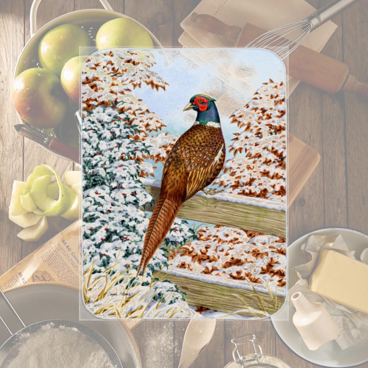 Picture of Carolines Treasures ASA2062LCB Pheasant Glass Cutting Board- Large