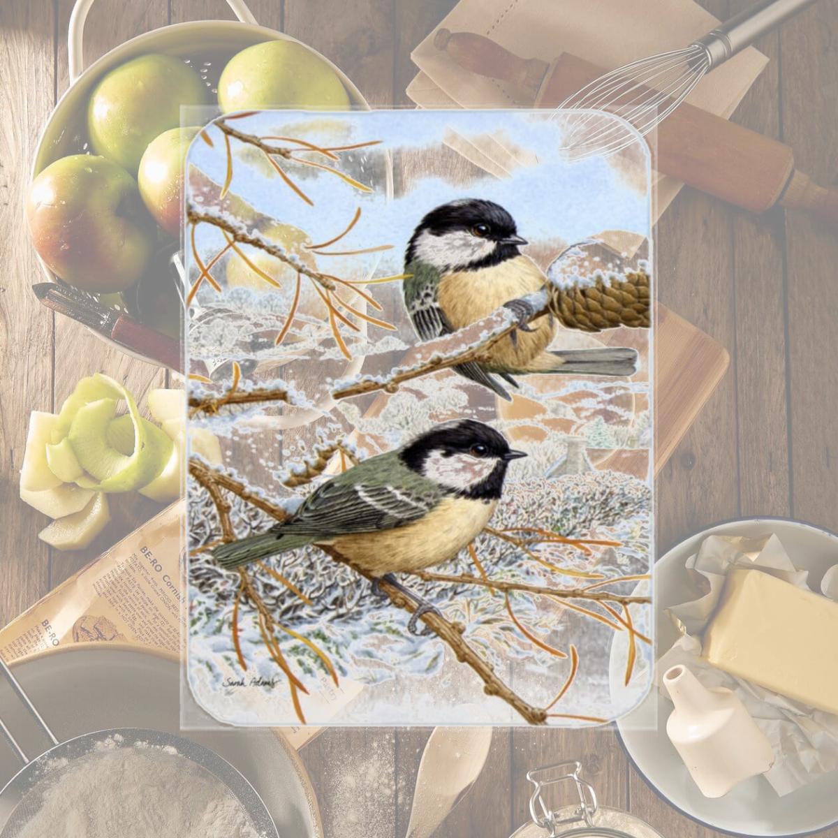 Picture of Carolines Treasures ASA2065LCB Coal Tits Glass Cutting Board- Large