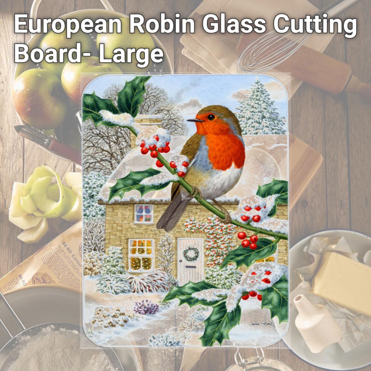 Picture of Carolines Treasures ASA2070LCB European Robin Glass Cutting Board- Large