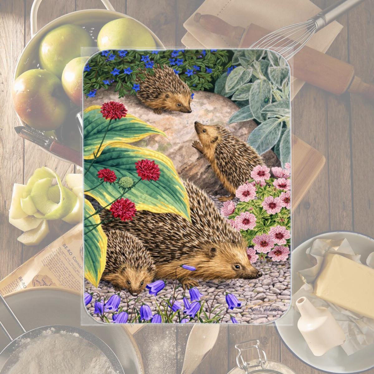 Picture of Carolines Treasures ASA2072LCB Hedgehogs Glass Cutting Board- Large