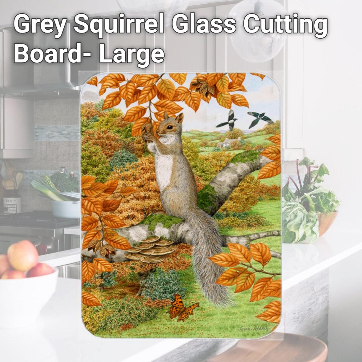 Picture of Carolines Treasures ASA2074LCB Grey Squirrel Glass Cutting Board- Large