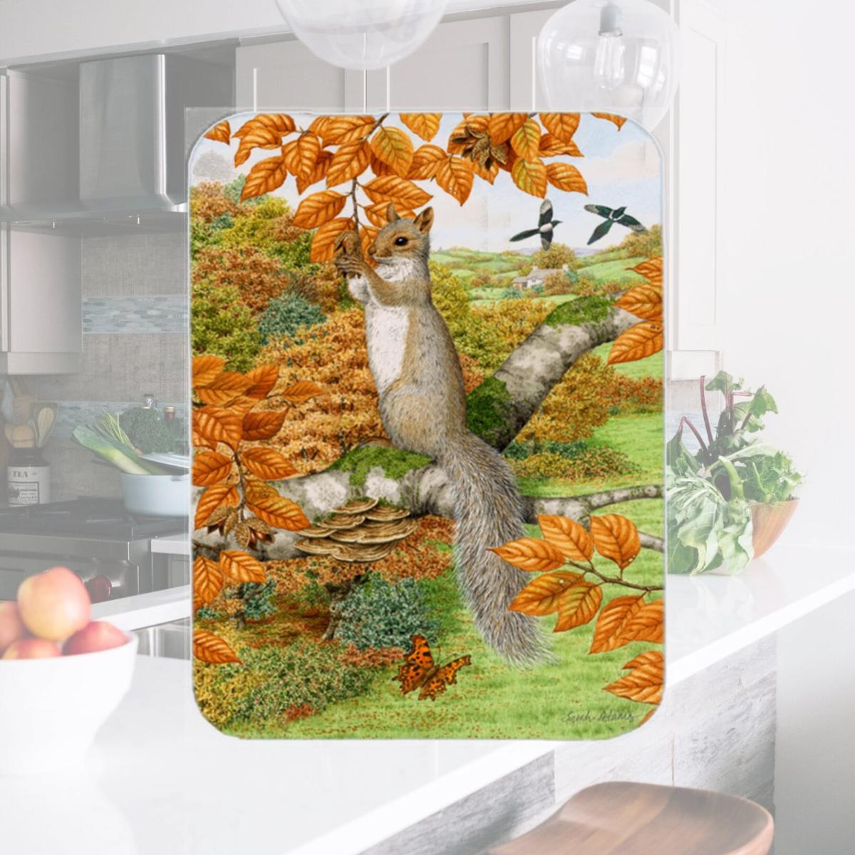 Picture of Carolines Treasures ASA2074LCB Grey Squirrel Glass Cutting Board- Large
