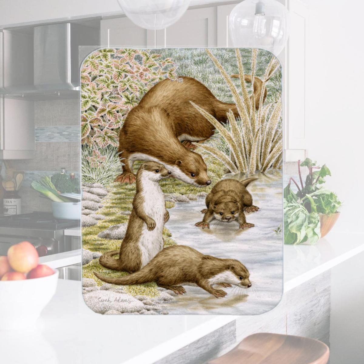 Picture of Carolines Treasures ASA2075LCB Otter Family Glass Cutting Board- Large