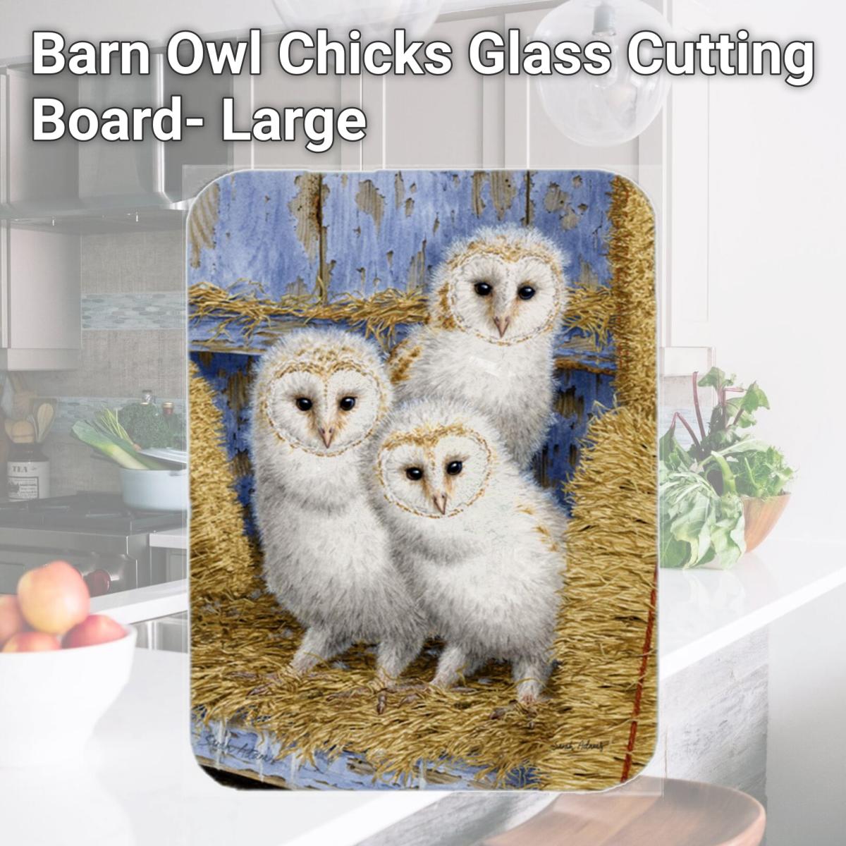 Picture of Carolines Treasures ASA2076LCB Barn Owl Chicks Glass Cutting Board- Large