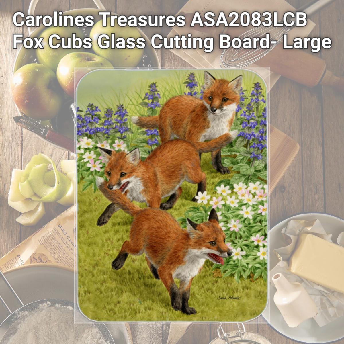 Picture of Carolines Treasures ASA2083LCB Fox Cubs Glass Cutting Board- Large