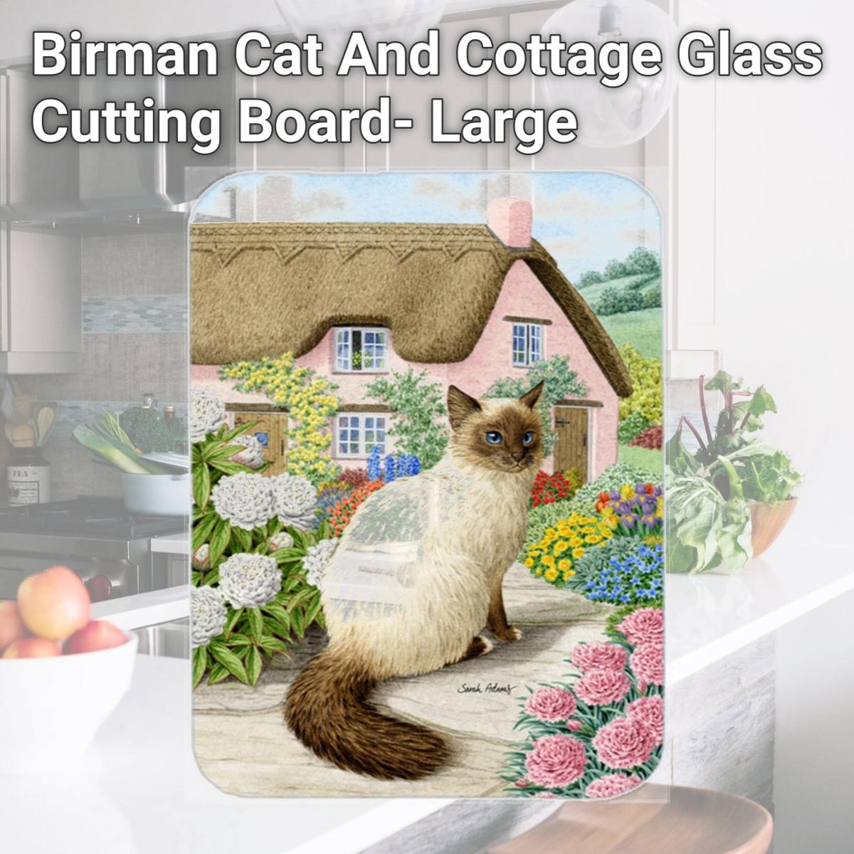 Picture of Carolines Treasures ASA2086LCB Birman Cat And Cottage Glass Cutting Board- Large
