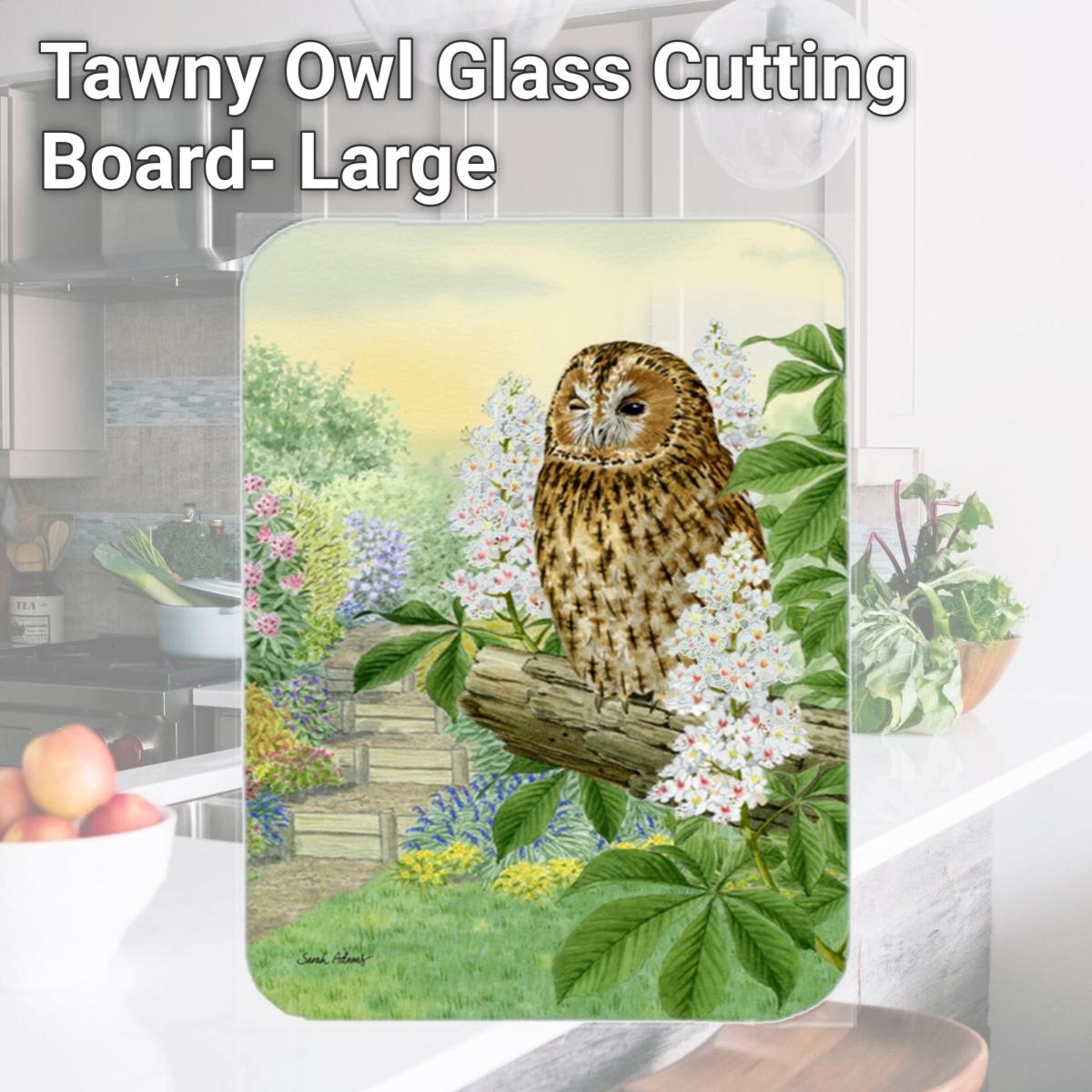 Picture of Carolines Treasures ASA2101LCB Tawny Owl Glass Cutting Board- Large