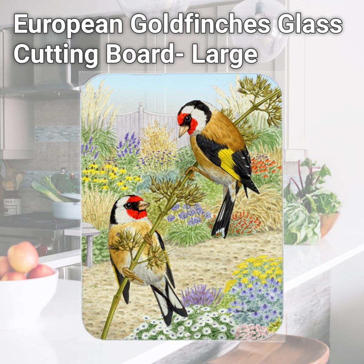 Picture of Carolines Treasures ASA2103LCB European Goldfinches Glass Cutting Board- Large