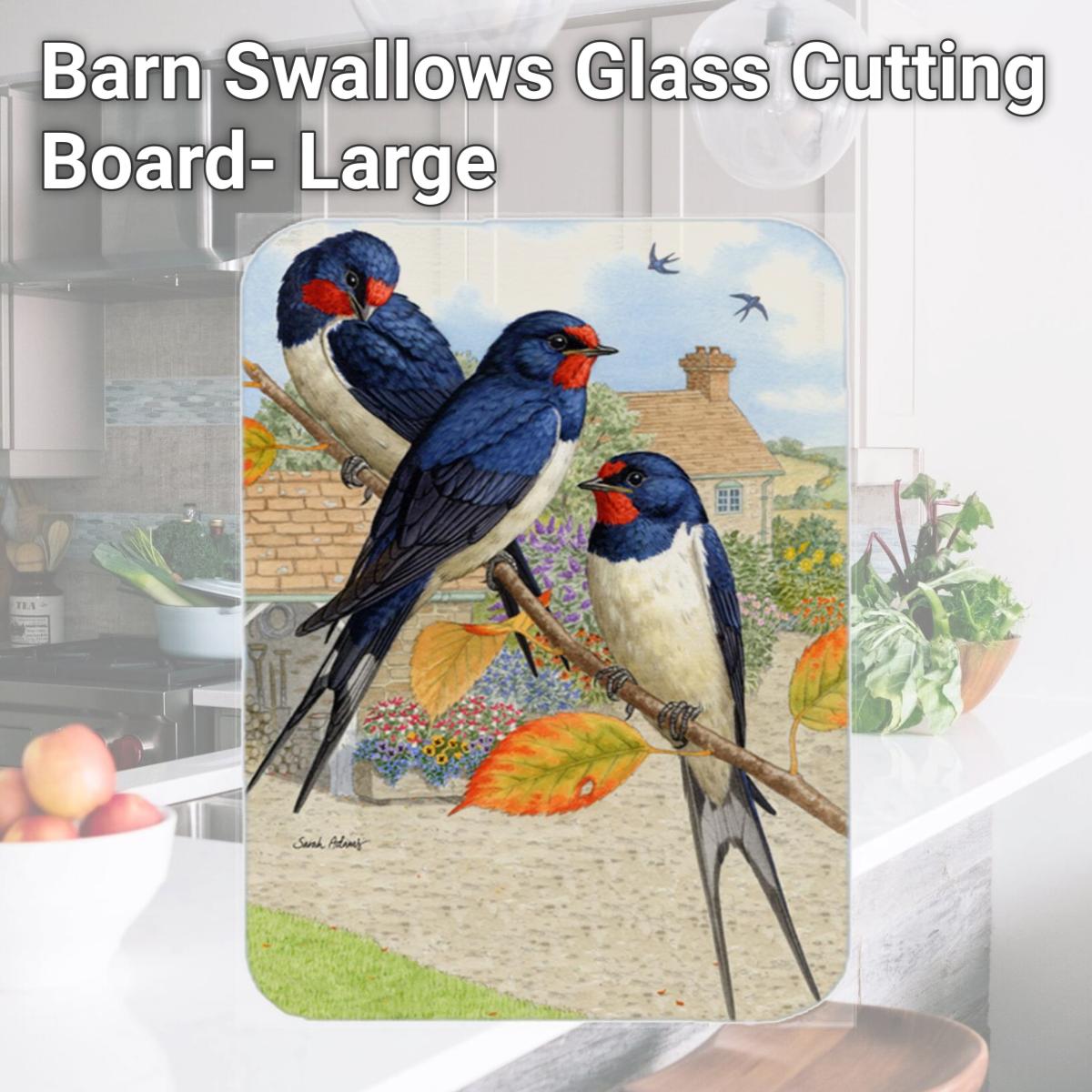 Picture of Carolines Treasures ASA2106LCB Barn Swallows Glass Cutting Board- Large