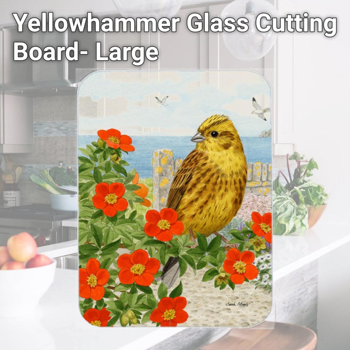 Picture of Carolines Treasures ASA2107LCB Yellowhammer Glass Cutting Board- Large