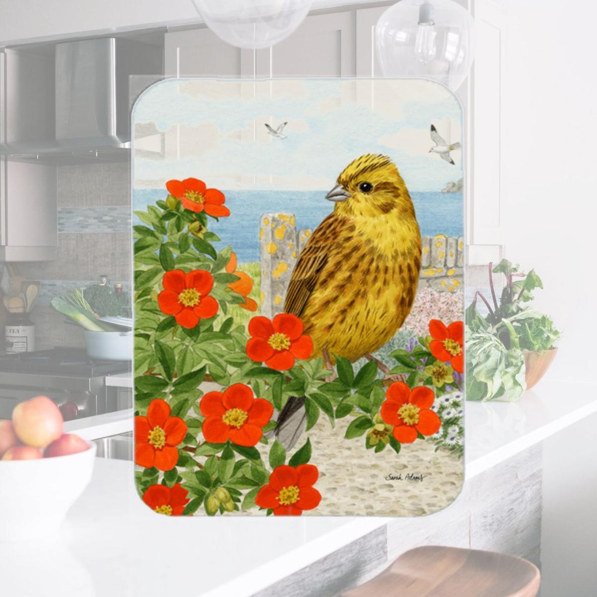 Picture of Carolines Treasures ASA2107LCB Yellowhammer Glass Cutting Board- Large