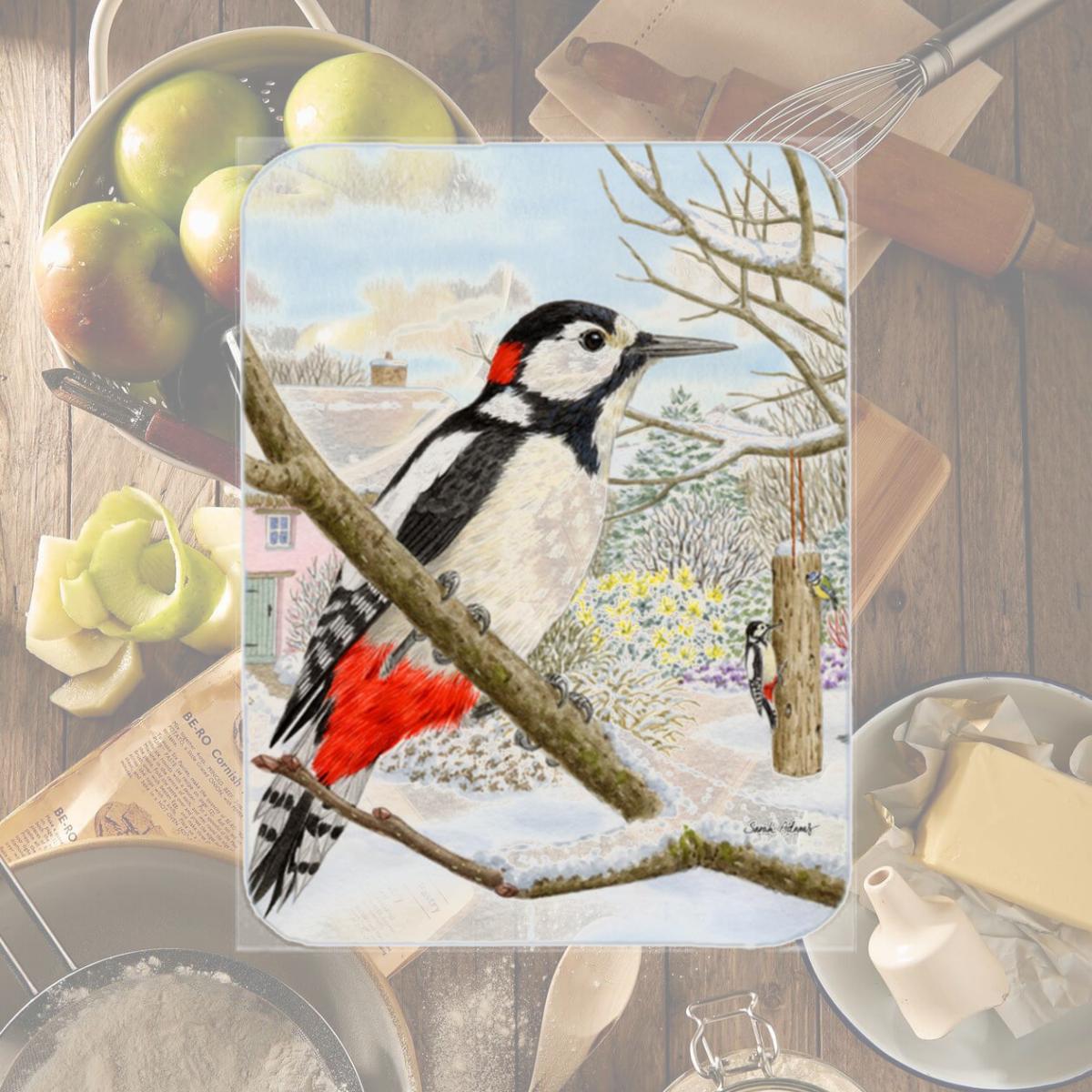 Picture of Carolines Treasures ASA2113LCB Spotted Woodpecker Glass Cutting Board- Large