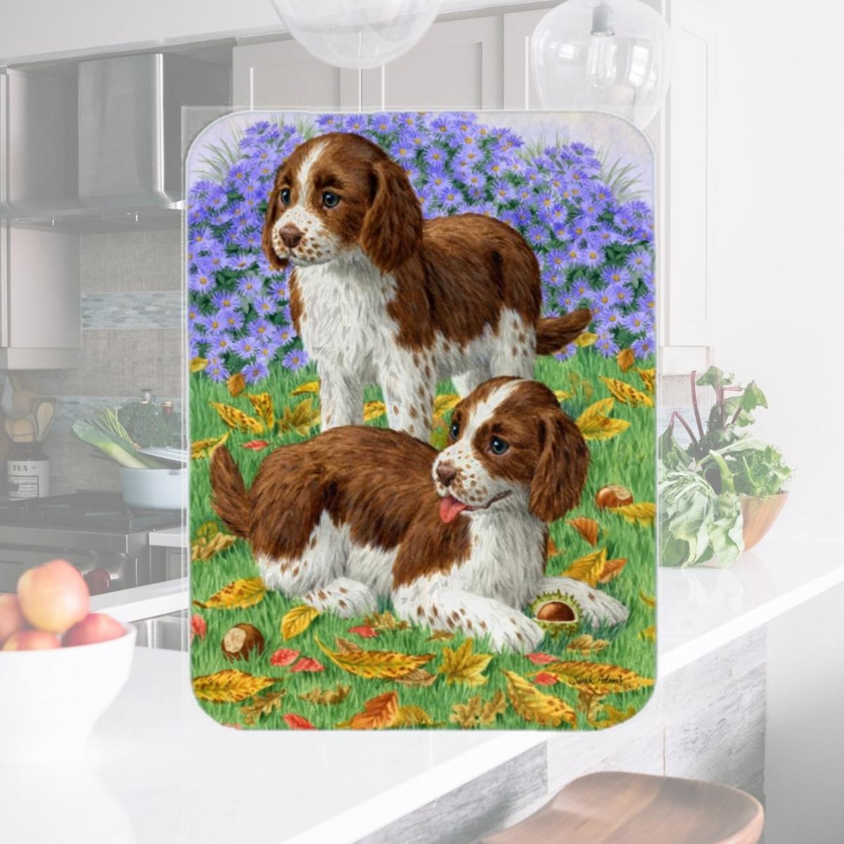 Picture of Carolines Treasures ASA2116LCB Welsh Springer Spaniel Pups Glass Cutting Board- Large