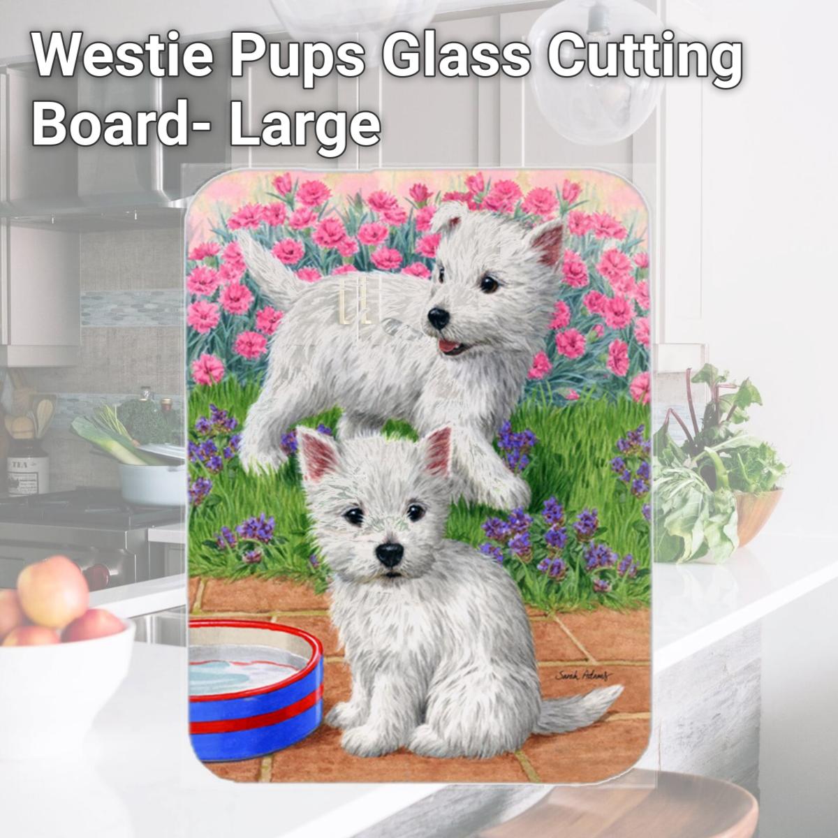 Picture of Carolines Treasures ASA2117LCB Westie Pups Glass Cutting Board- Large