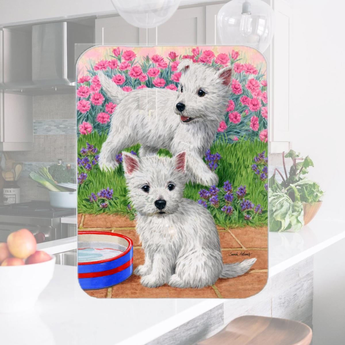 Picture of Carolines Treasures ASA2117LCB Westie Pups Glass Cutting Board- Large