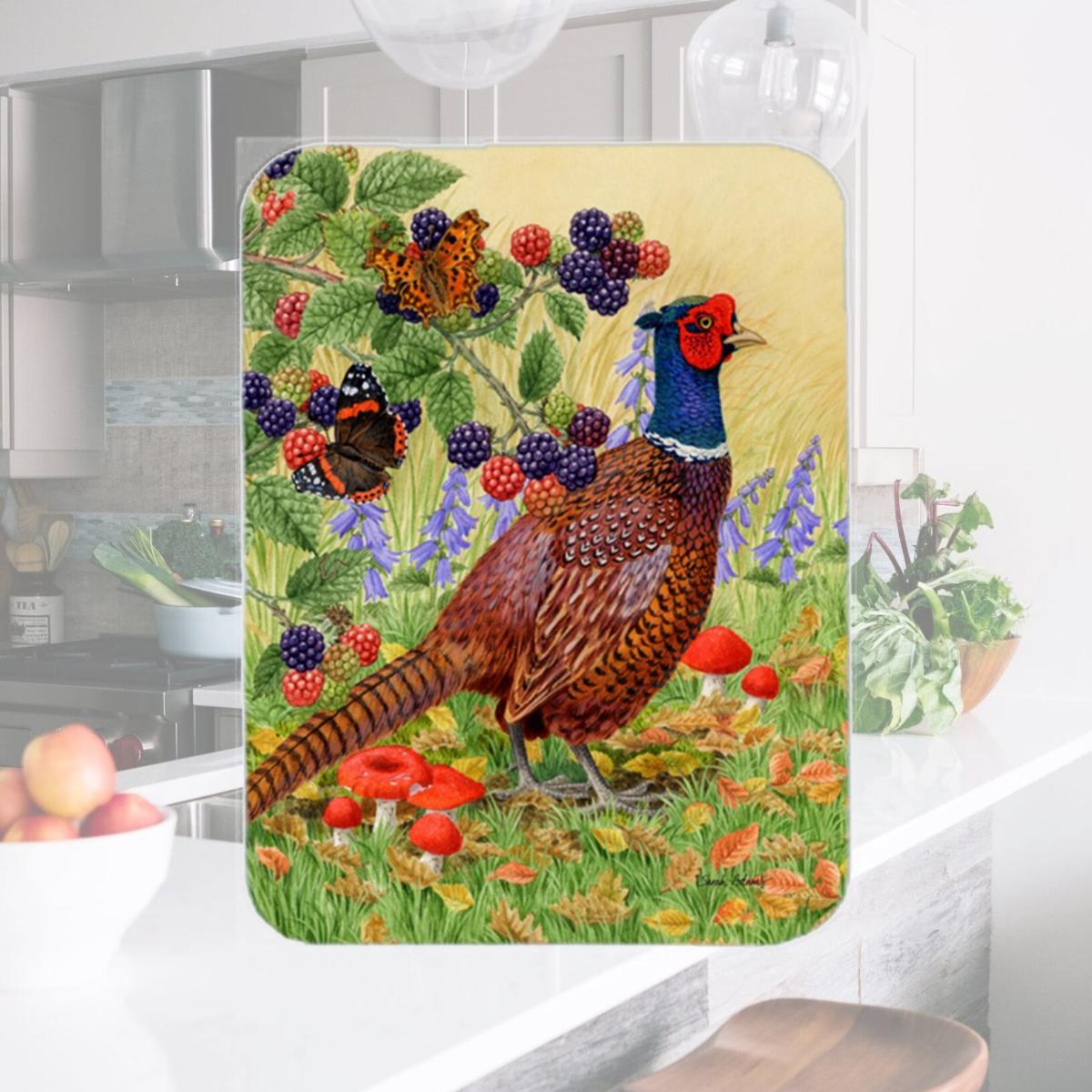 Picture of Carolines Treasures ASA2121LCB Pheasant Glass Cutting Board- Large